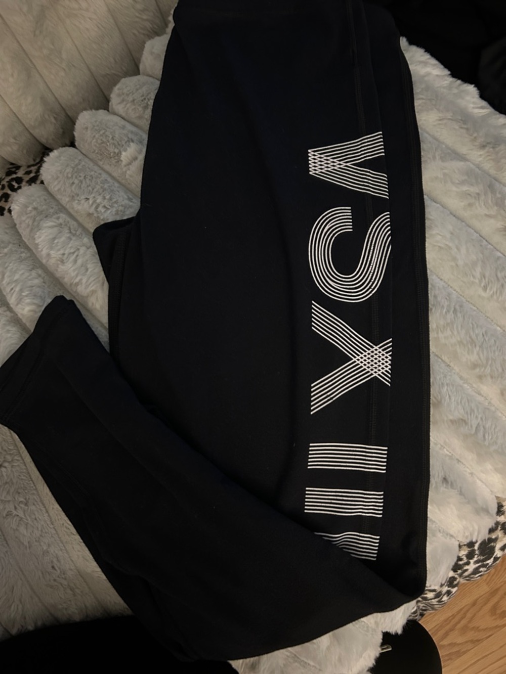 Victoria's Secret Sport Pink Black Leggings with White Logo